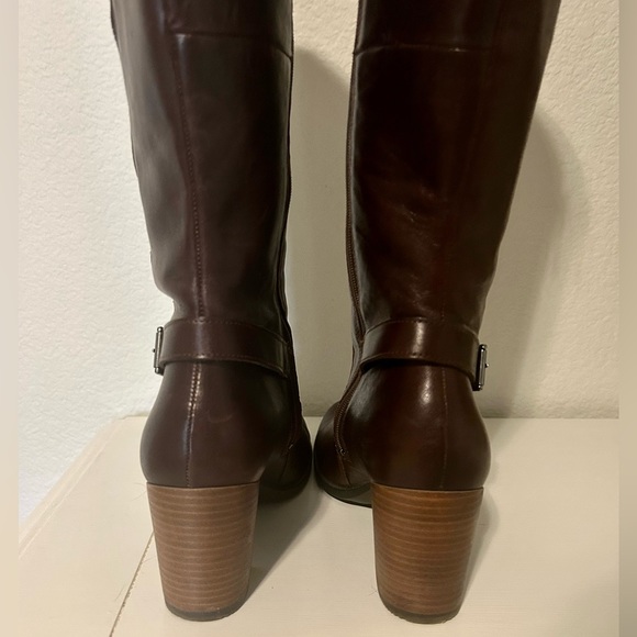 ECCO Women Brown Leather Double Zip Boots Sz 38 / 7. Condition is Pre-owned. - Picture 2 of 9